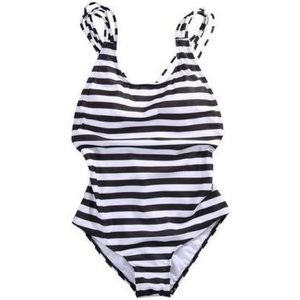 Striped one piece bathing suit